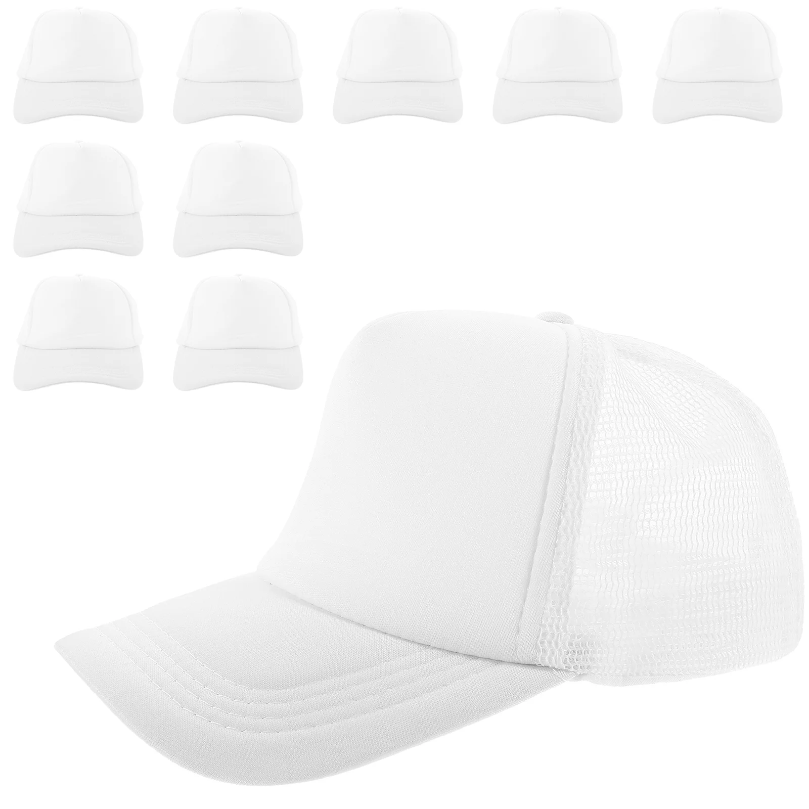 

10 Pcs Mesh Baseball Cap Sublimation DIY Hats Blank Caps Bulk Adjustable Gift Heat Transfer Printing Sponge Polyester Trucker