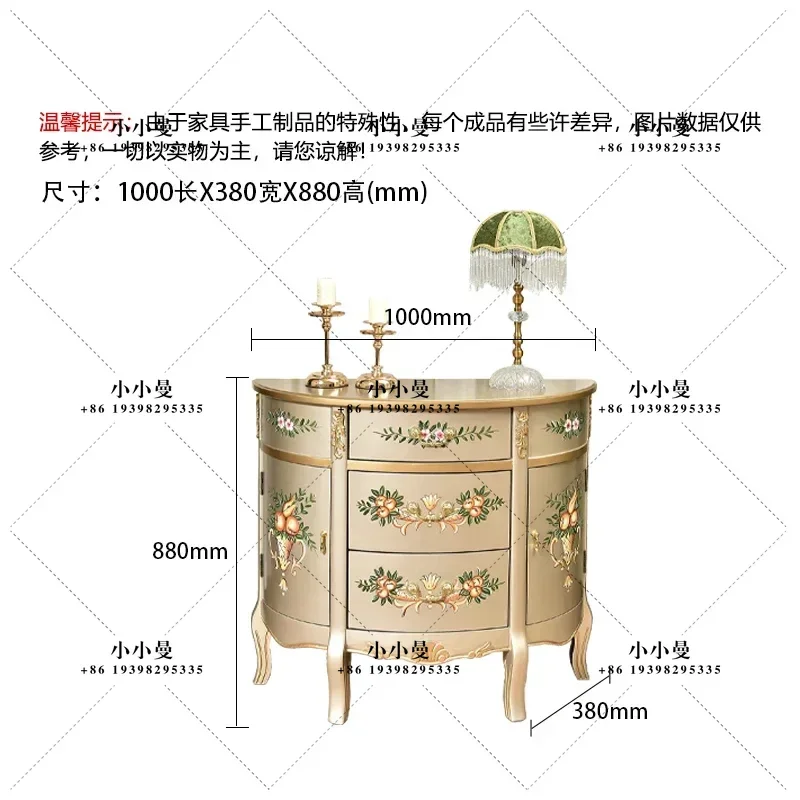 American painted furniture semicircular entrance cabinet entry solid wood partition living room