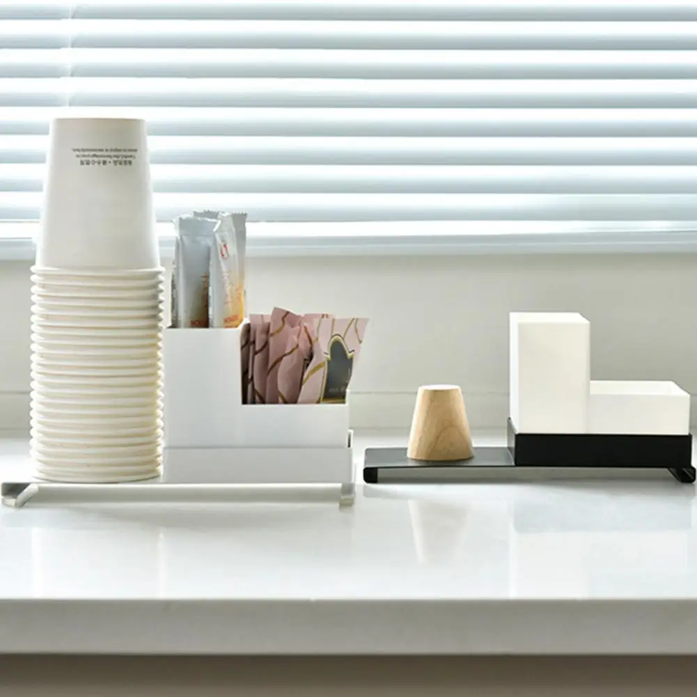 Portavasos con ranuras para pajita, diseño abierto, dispensador de vasos de Metal, almacenamiento de tazas desechables, organizador clásico para café