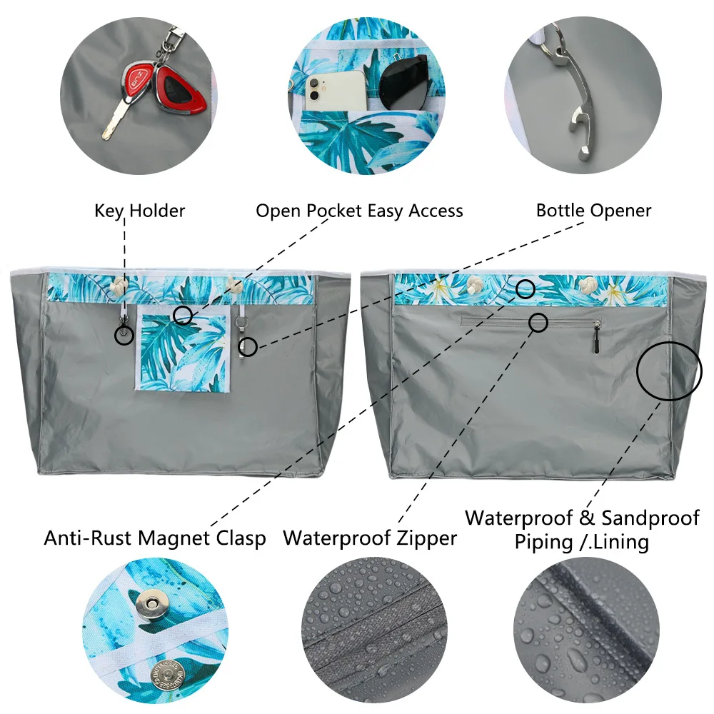 Extra Large Women ShoulderTote Bag Beach Bag With Key Holder, Bottle Opener, Fitness Waterproof Swimming Pool Bag  Mother Bag