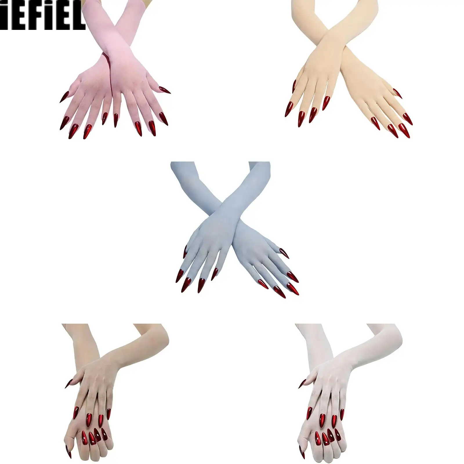 Sheer Seamless Long Stocking Gloves with Nails Themed Party Costume Accessories for Halloween Cosplay Masquerade