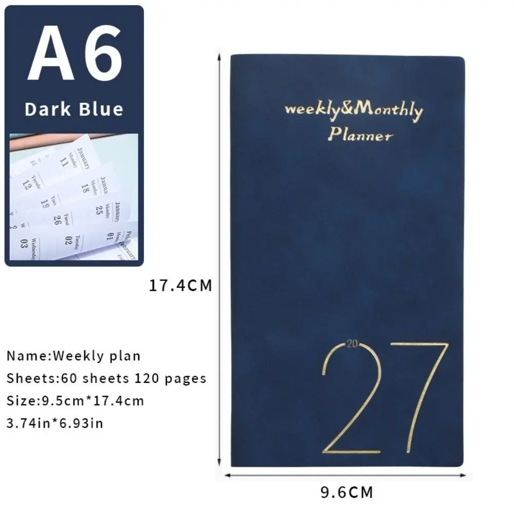 New Portable 2027 A6 Planner Notebook Daily Planning Journal Writing Hardcover Journal Notebook Daily Planner Office Stationery