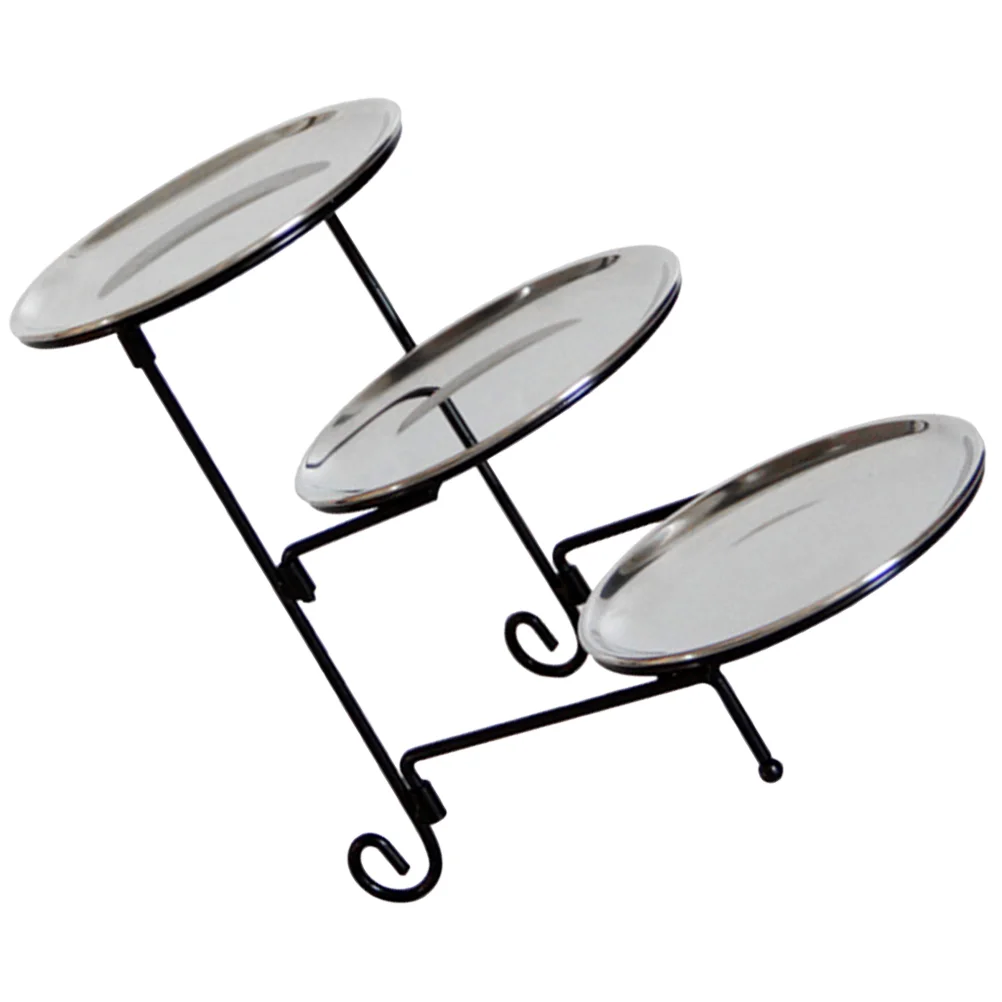 Three Tier Fruit Bowl Cake Serving Stand Dinner Plate Dry Dish Decorate Organizer Trays Stainless Steel Snack