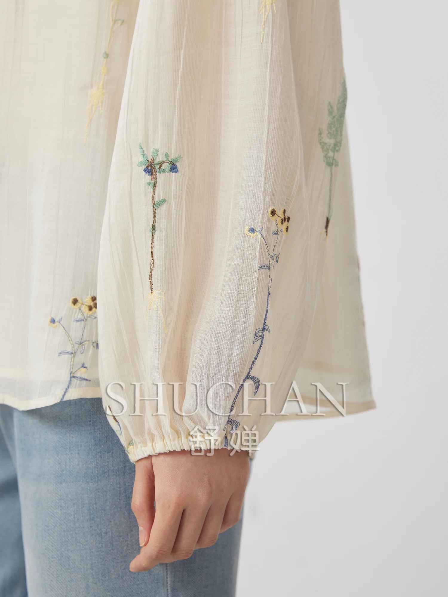 Good Quality, Relaxed Holiday Atmosphere, Oxygen Lyocell, Floral Embroidery, Tie-up Shirt Women Thin Summer 2025