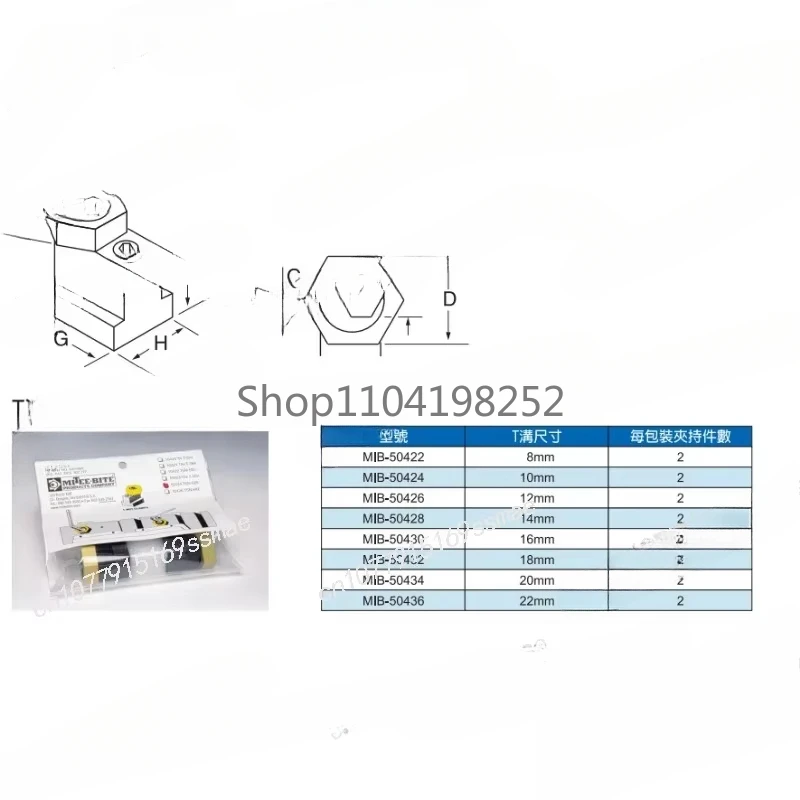 MITEE-BITE Pezzo di bloccaggio eccentrico a 6 lati per vala (set completo) MIB-50642