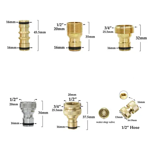 1/2'' 5/8" 3/4'' 1'' Brass Hose Quick Connector Water Stop Fitting Copper Thread Tap Coupling Garden Watering Gun Adapter - Image 6