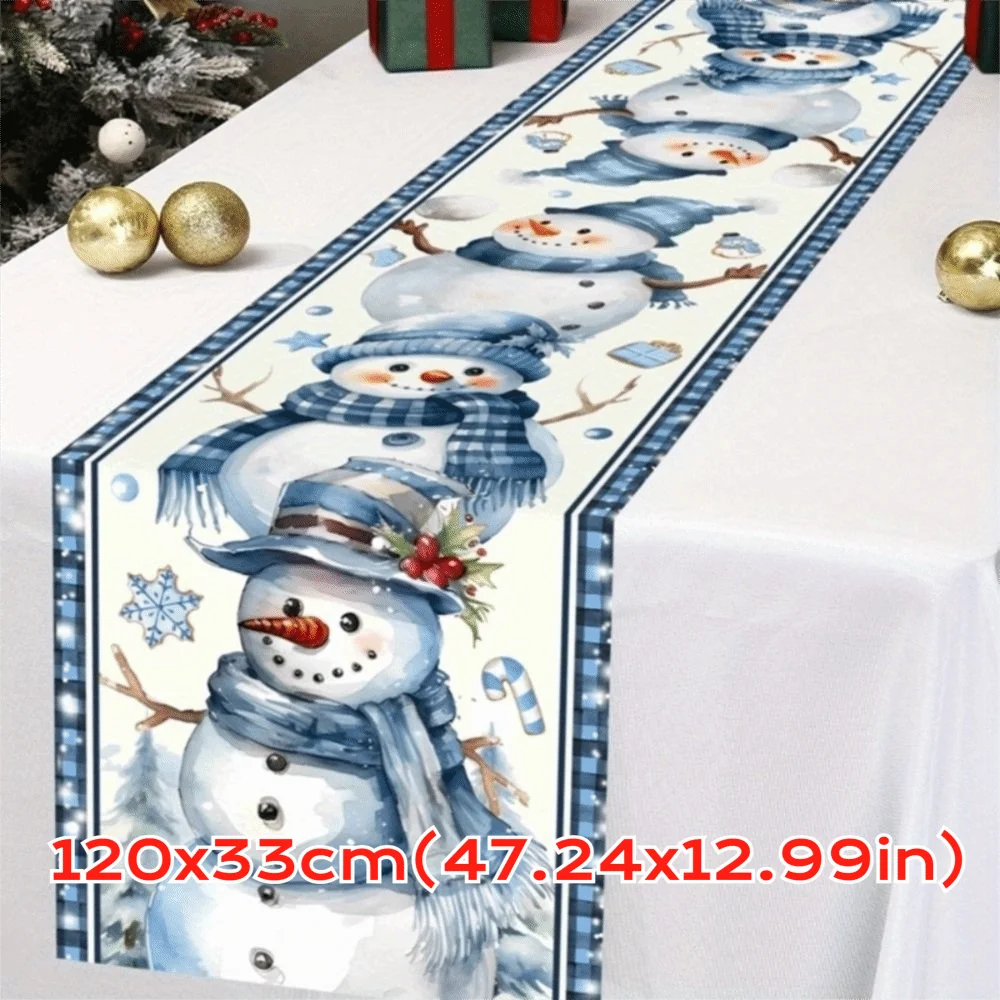 New New Year Christmas Table Runner Snowman Elk Christmas Tablecloth Navidad Gift Santa Claus Xmas Table Flag Cover Home Decor