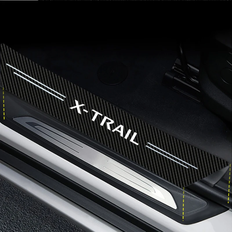 Carbon Fiber Car Door Sill Anti Kick Sticker Scuff Scratch for Nissan X-Trail Logo Tape Waterproof Protect Film Accessories