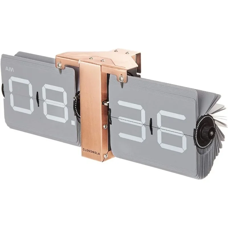 Flipping Out Wall and Tabletop Flip Clock, Grey and Copper, Battery Operated Digital Display