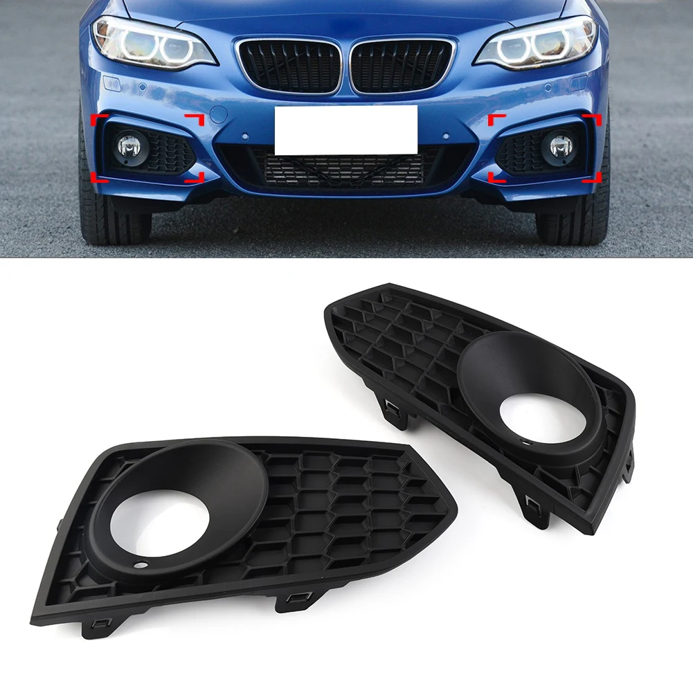 Car Closed Mesh Front Bumper Fog Light Lamp Grille With Light Hole For BMW 2 Series F22 F23 M Sport Only