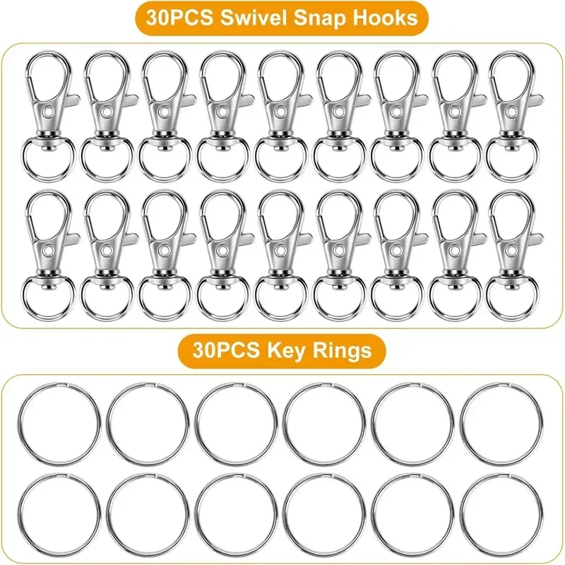 60PCS Keychain Making Kit with Clips and Rings