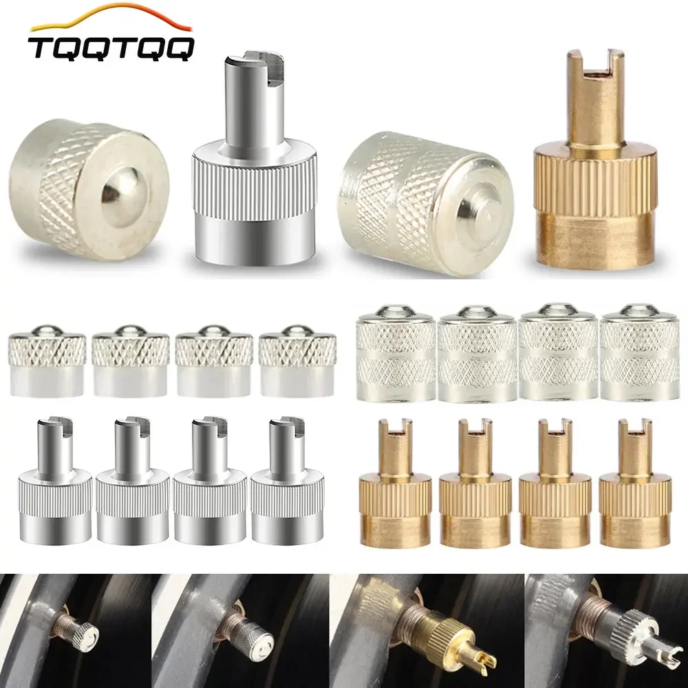 TQQTQQ 4/8Pcs Copper Slotted Head Valve Stem Caps Auto Tire Valve Dustproof Cover for Car Motorcycle Schrader Accessory