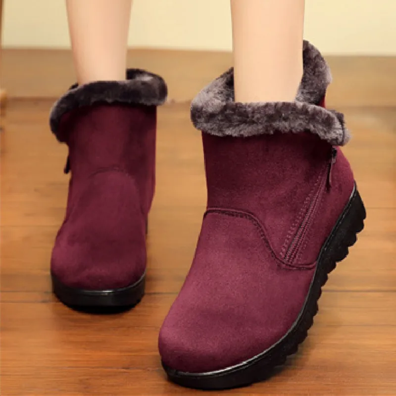 

Cozy Warm Fluffy Winter Snow Boots Women High Quality Suede Side Zip Design Ankle Boot Light Non-slip 43 Plus Size Platform Boot