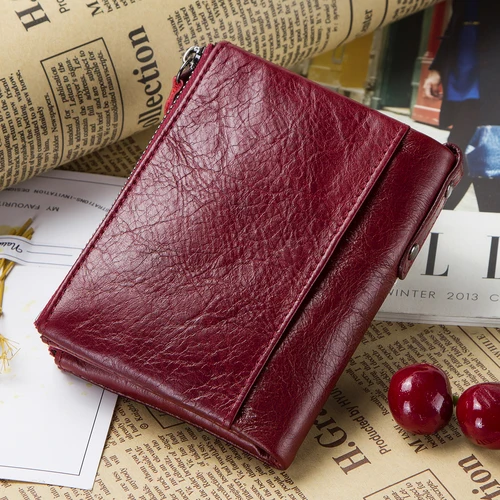 Imagen 2 del producto CONTACT'S billeteras cortas de cuero genuino para mujer, monedero de diseñador de lujo, tarjetero con Clip para dinero para mujer, billeteras personalizadas para hombre