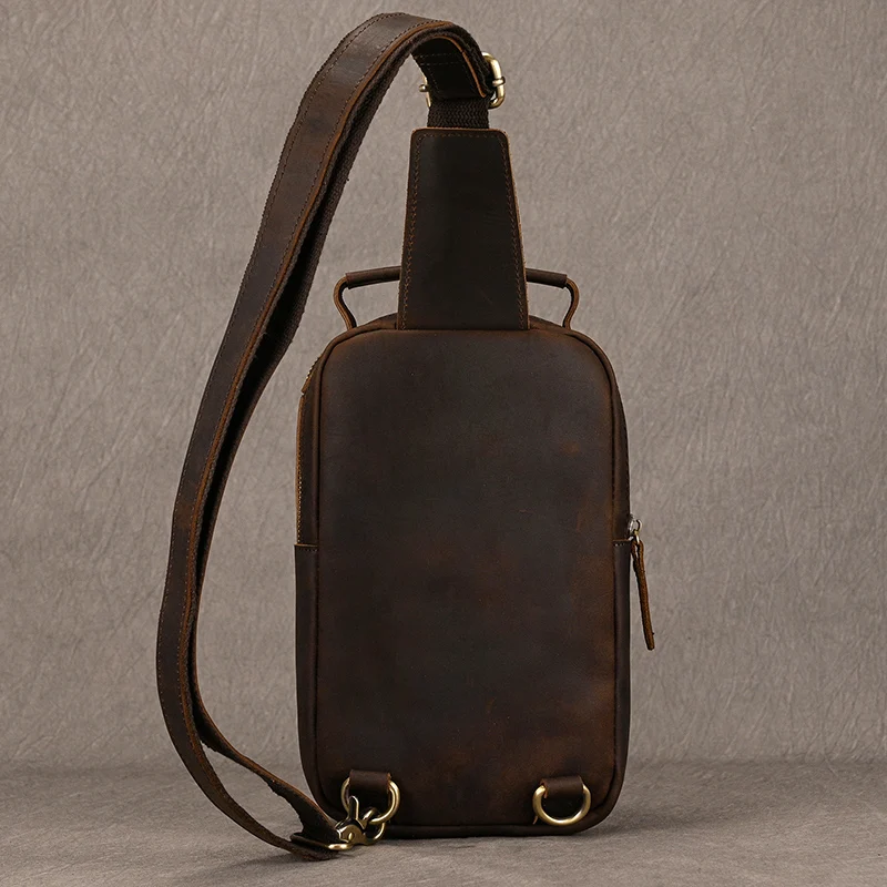 Luxury Male Chest Bags Genuine Leather Crossbody Bag Men Sling Chest Pack for Men Chest Bag Leather casual men one shoulder bag