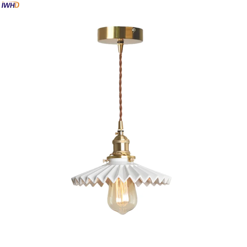 

IWHD Modern Minimalism LED Pendant Lights Kitchen Island Living Room Bedside Home Decor Copper Ceramic Hanging Lamp Hanglampen