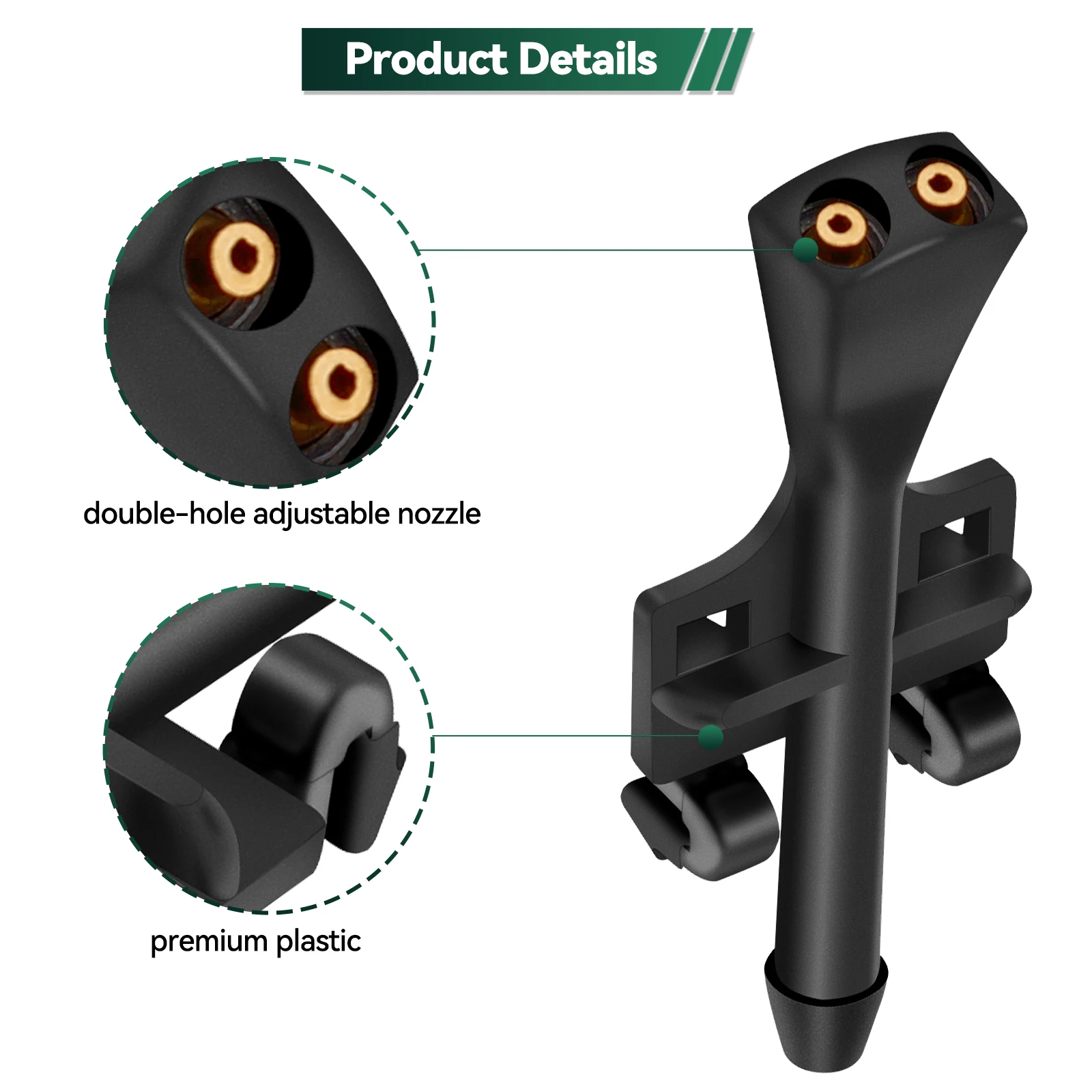 Pair Car Front Window Windshield Wiper Washer Nozzles Sprayer Engine Hood Clips Jet For Opel Meriva A 2003 - 2010 OE# 93387764