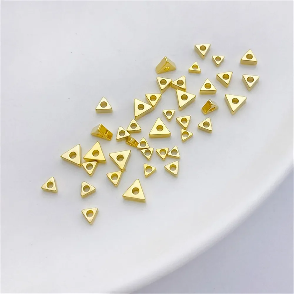 Cuentas espaciadoras de oro roto pequeñas triangulares envueltas en oro de 14K, cuentas sueltas, pulsera hecha a mano DIY, espaciador, accesorios de Material de joyería