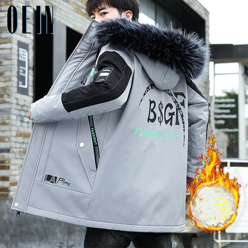 2022 Winter Mens  Long Parkas Jacket Warm Thicken Fur Hooded Coat Men Autumn Outwear Outfits Windproof Pocket Parka Men