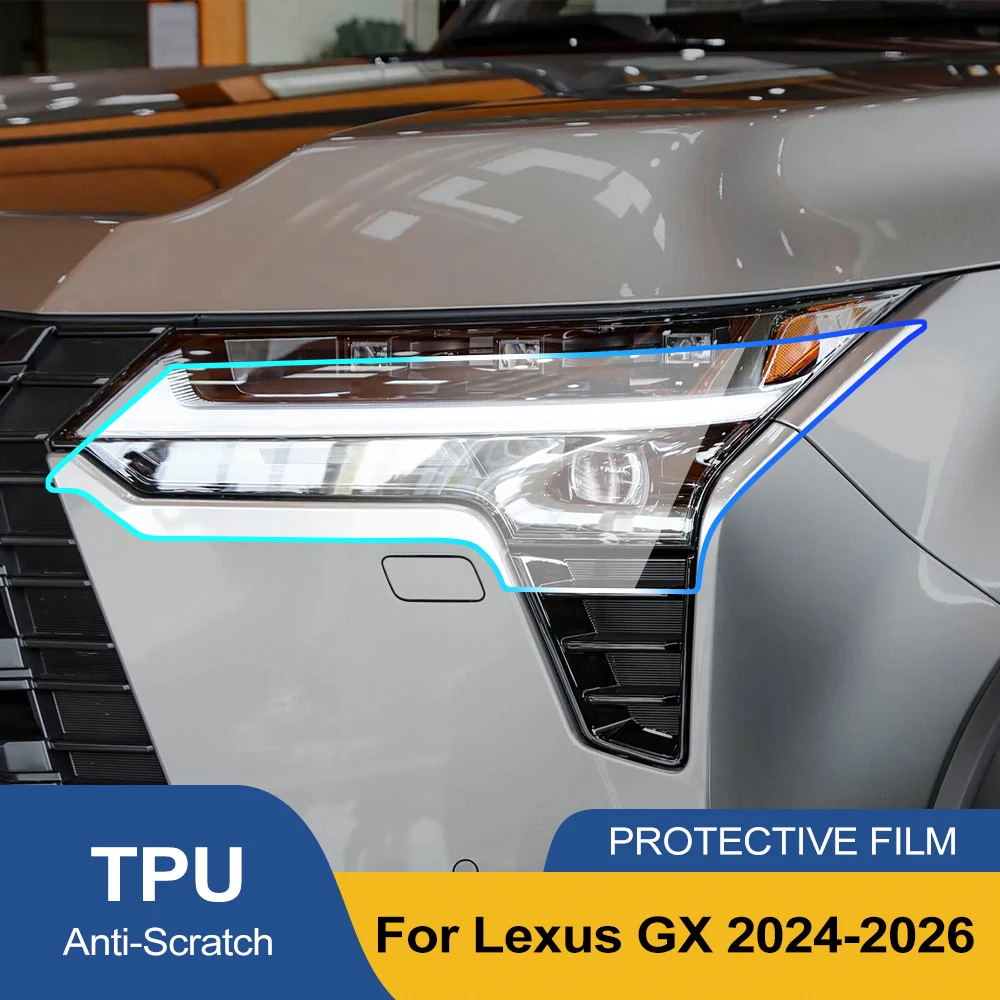 

Защитная пленка из ТПУ/ППФ на заказ для фар Lexus GX 2014-2026, глянцевая, дымчато-черная, предварительно вырезанная, антицарапийная, виниловая пленка для защиты от царапин