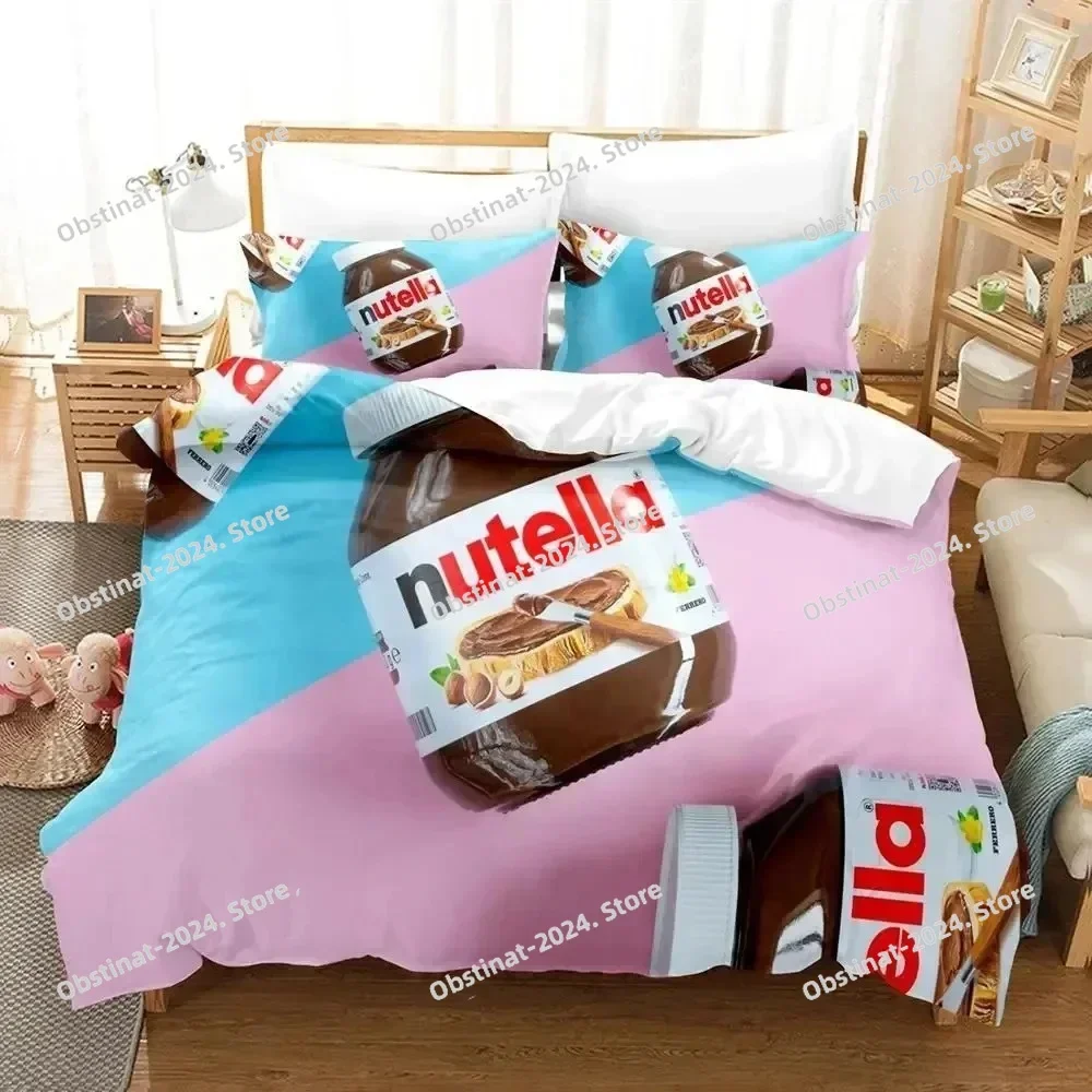 

Cartoon Nutellas Bedding Set Boys Girls Twin Queen Size Duvet Cover Pillowcase Bed Boys Adult Fashion Home Textileextile