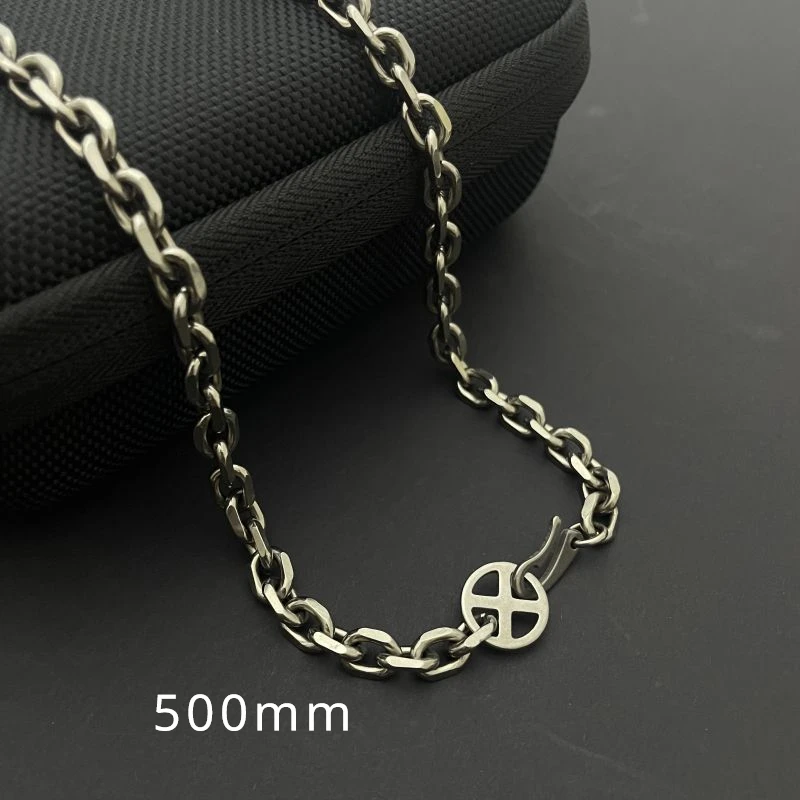 Pure Titanium Batch Angle Chain Necklace 7mm Wide Light Anti Allergic Hip-hop Couple Chain High Bridge Buckle Men Women 500mm