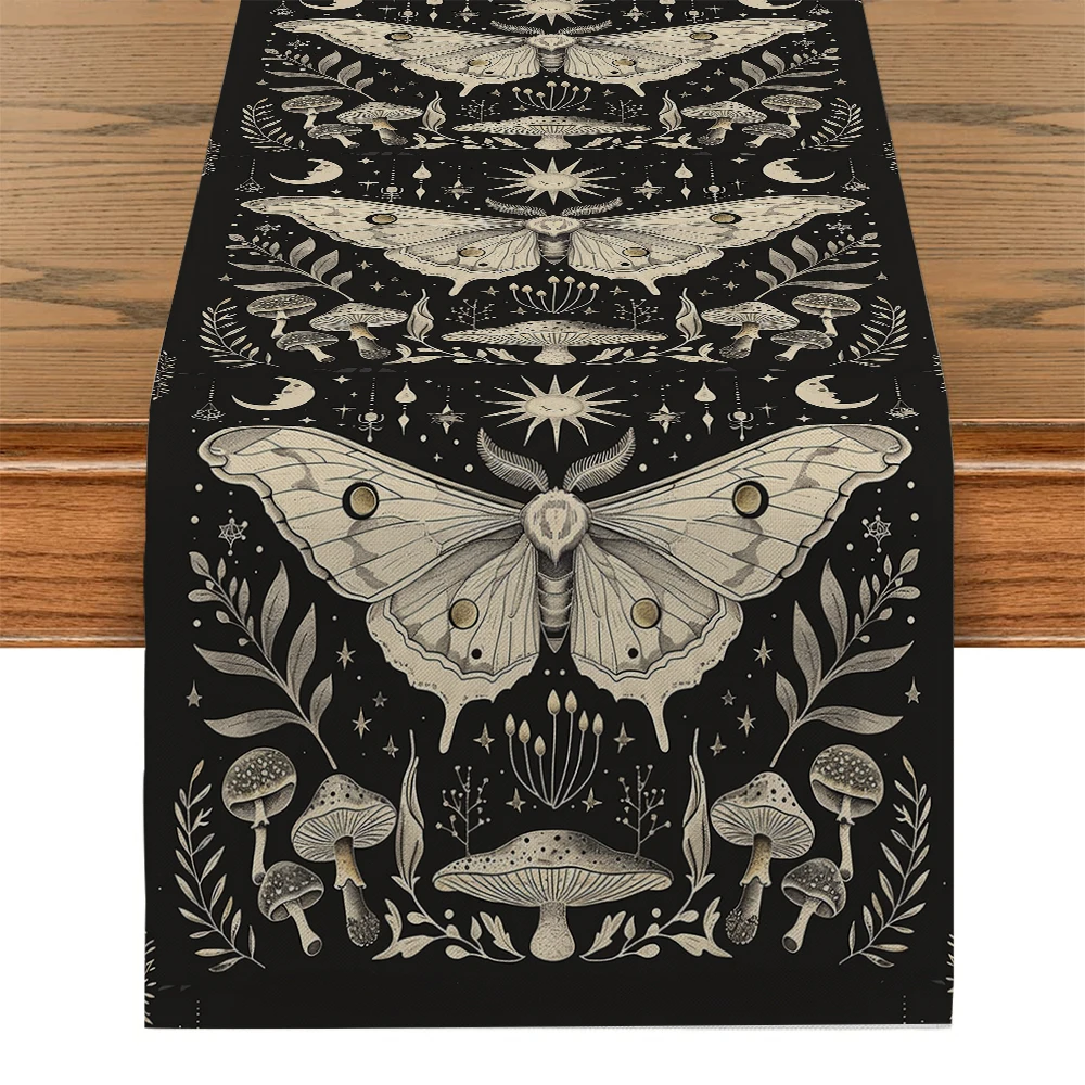 

Bohemian Halloween Suitable for Wedding Party Coffee Hotel Home Decoration Insect Butterfly Moth Table Runner Rustic Table Decor