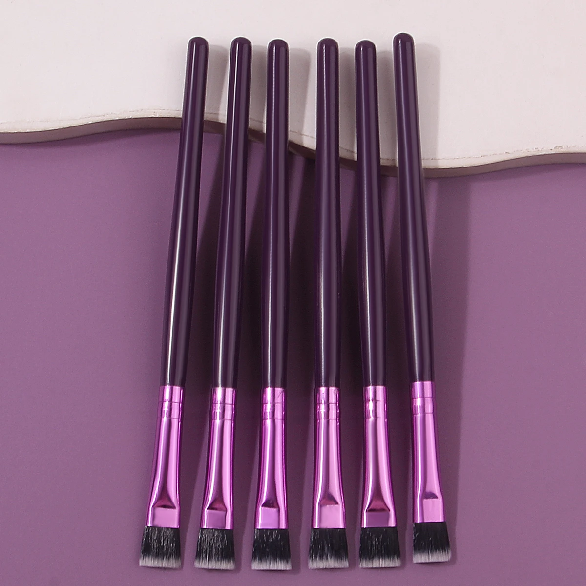 6pcs 아이 디테일 브러쉬 아이 라이너 브러쉬 아이 섀도우 브러쉬 플랫 헤드 눈썹 브러쉬 휴대용 메이크업 브러쉬 세트 전문 뷰티 도구