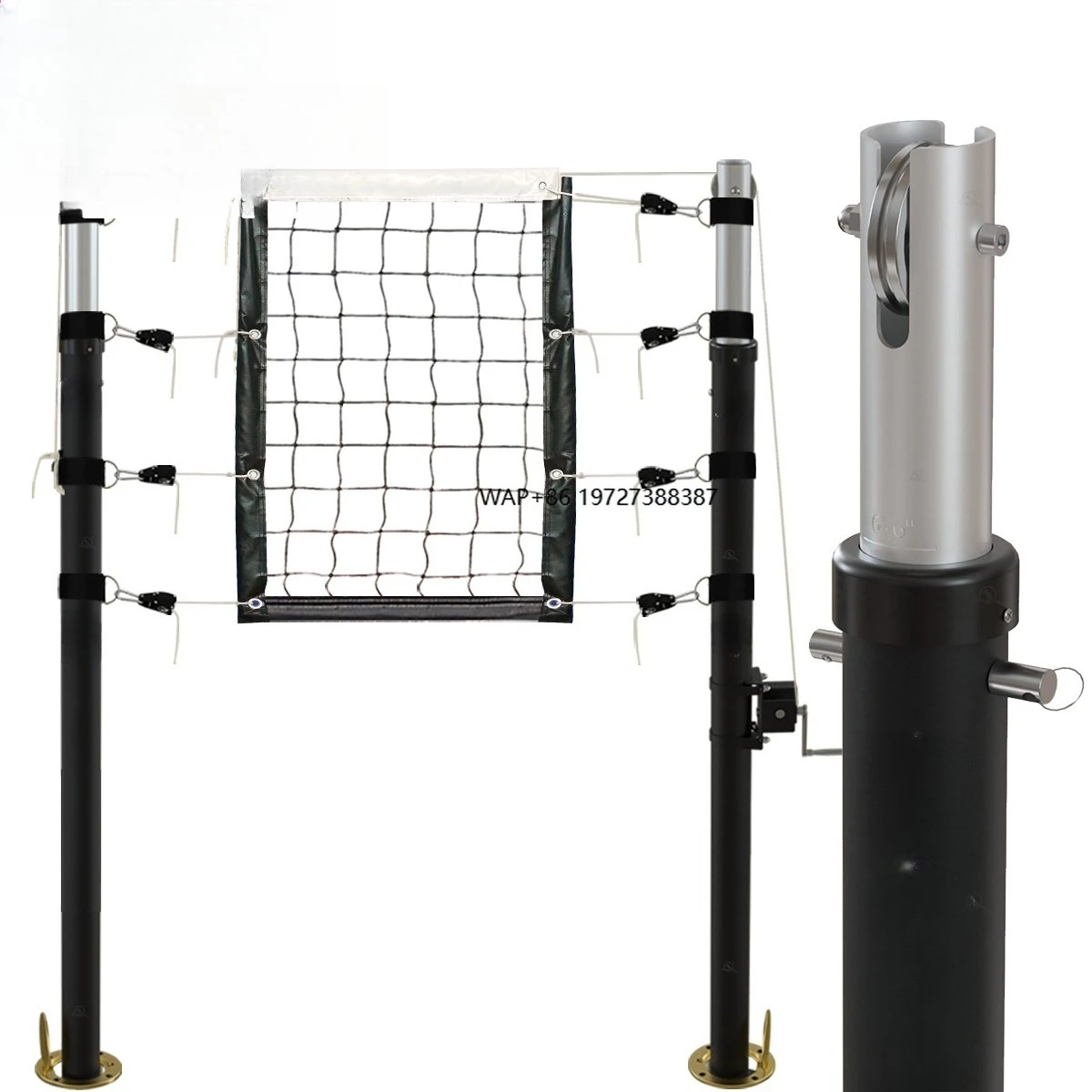 Professional Custom Steel Volleyball Pole Are Easy to Install Spring Latches Height Adjustable Volleyball Net Posts