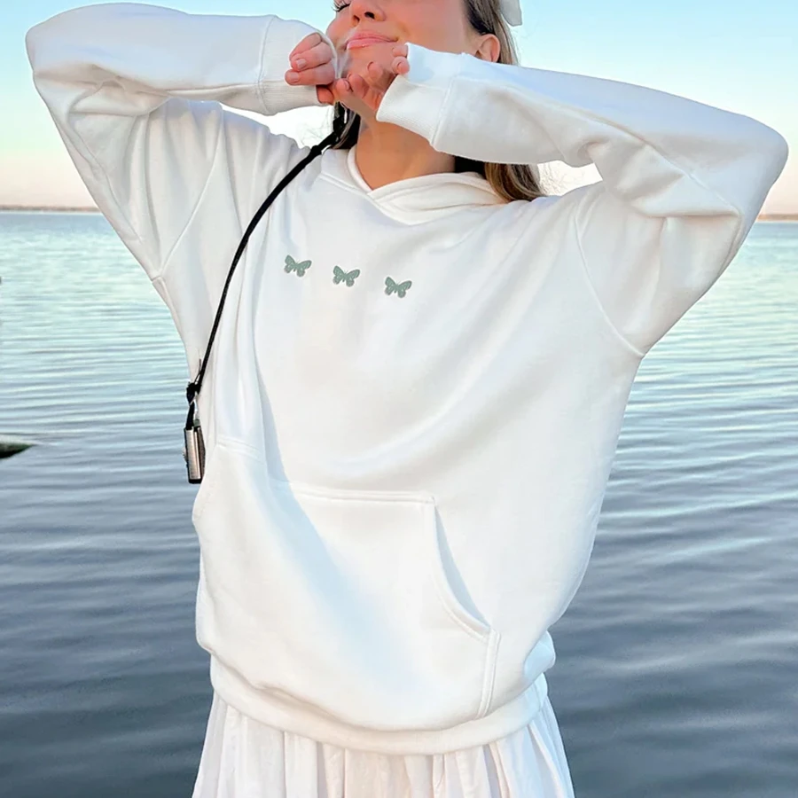 Уличная одежда, удобные женские толстовки оверсайз с принтом, качественные толстовки премиум-класса с карманами и длинными рукавами, осенне-зимние толстовки