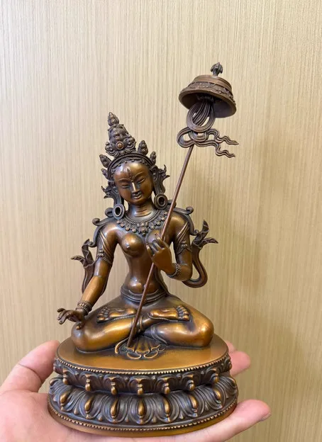 15CM Tibet Usnisa-sitapatra Gdugs Ka Buddha Copper Statue