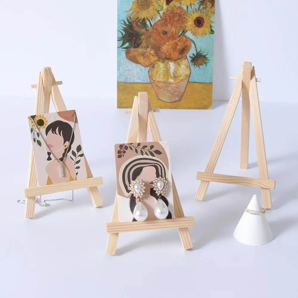 Natural Wood Mini Easel Frame Desktop Triangle Display Meeting Wedding Table Number Name Card Stand Painting Craft Artist Tripod