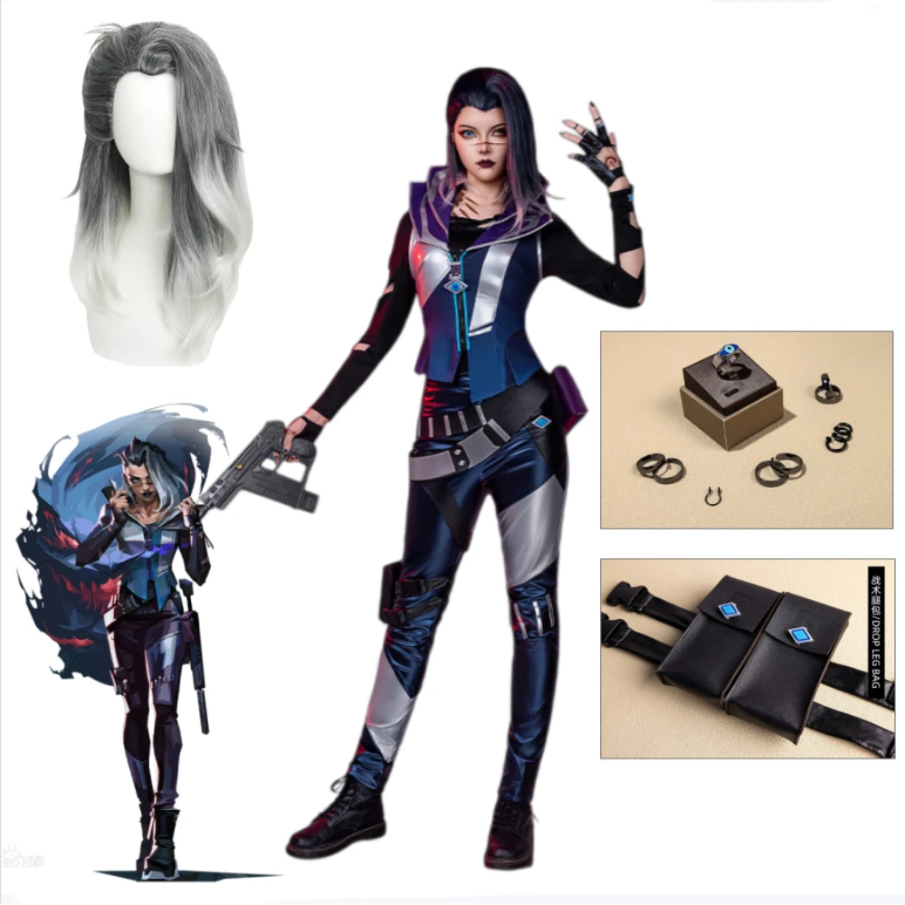 

Valorant Fade Cosplay Full Set Adult Women Anime Game Role Play Costume Halloween Comic Con Stage Performance Carnival Outfit