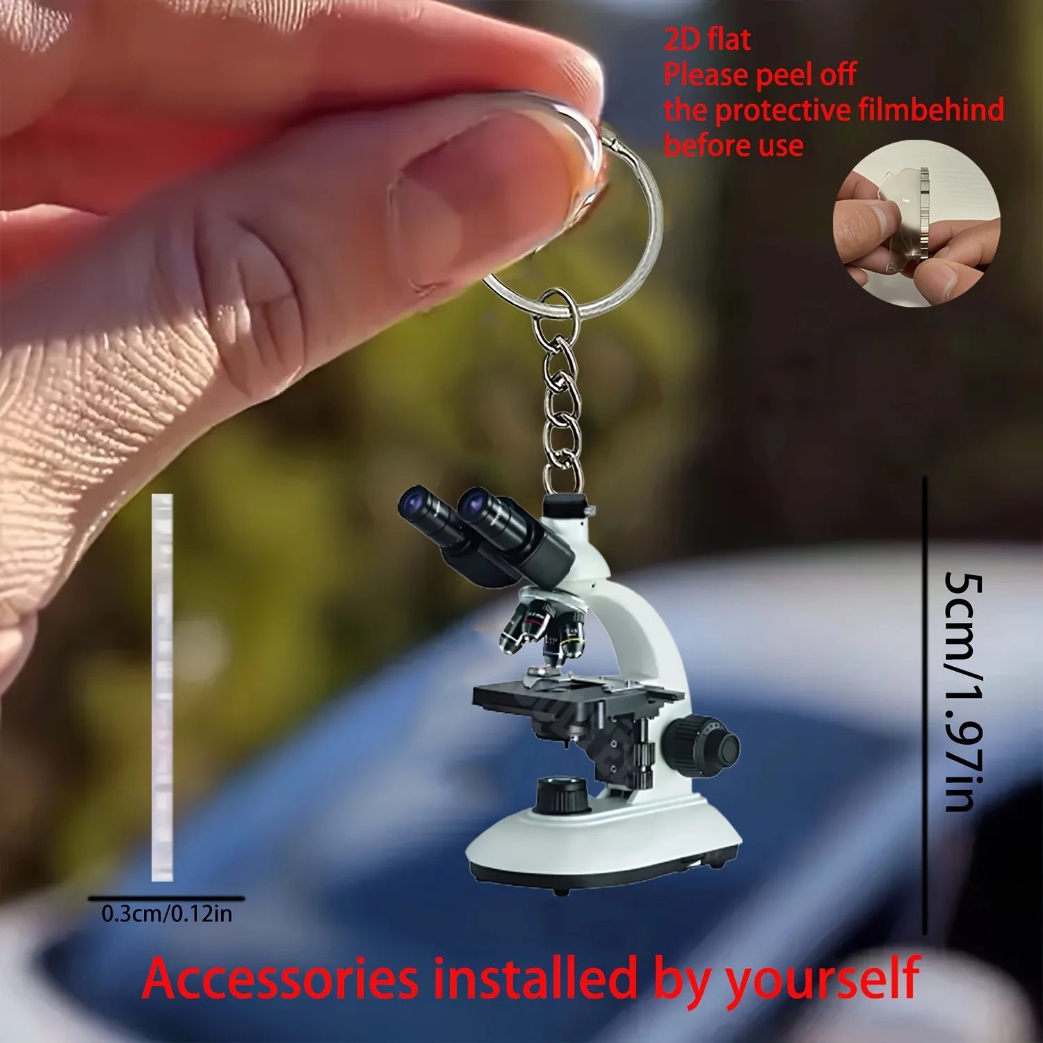 Exquisite Microscope Keychain 2D Hanging Ornaments Acrylic Car Pendant Creative Wallets Accessories Festive Fun Halloween Gifts