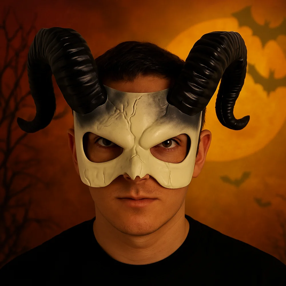 

Creative Animal Halloween Mask Plastic Party Props Sheep Horn Mask Cosplay Supplies Half Face Demon Mask Masquerade
