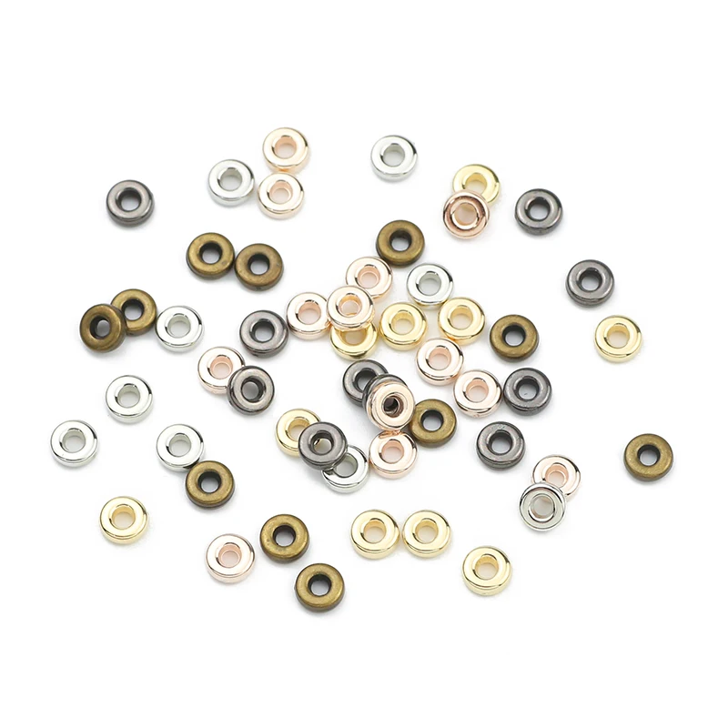 100 ~ 400 Stück 6 mm vergoldet/versilbert CCB Spacer flache runde lose Perlen für Schmuckherstellung Zubehör DIY Charm Halskette Armbänder