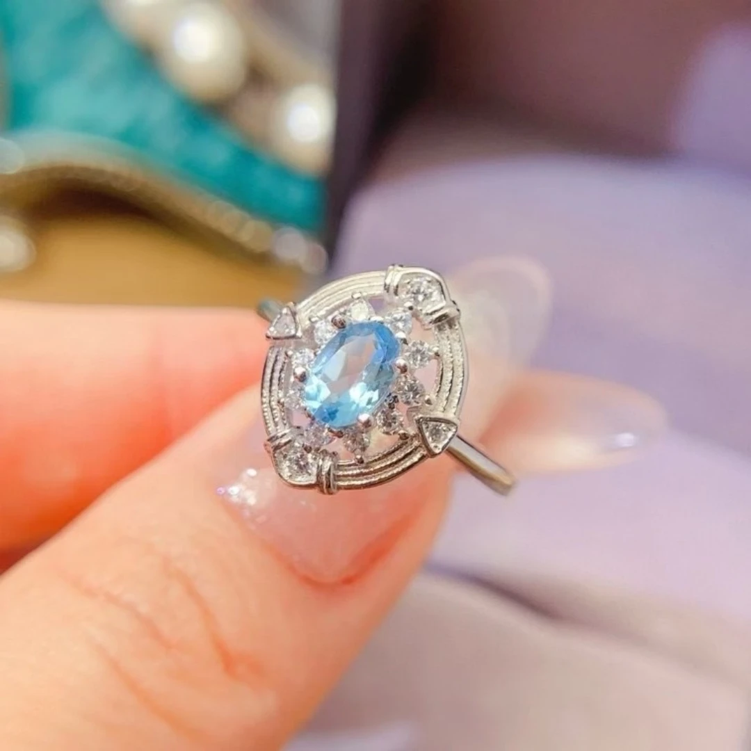 KJJEAXCMY High End Women's Ring Natural Topaz S925 Silver with Electroplating Boasting  High Clarity Full Brilliance Birthday