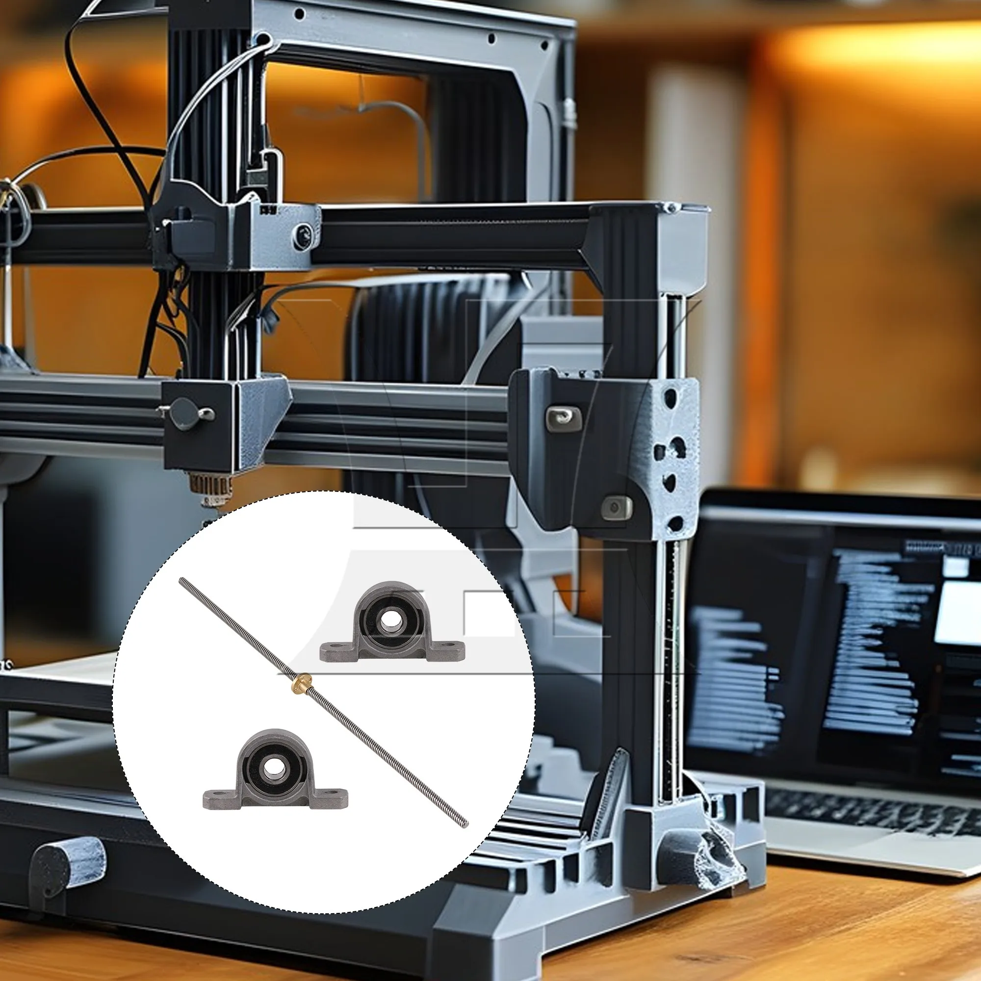 

BQLZR Silver Block Bearing Horizontal 8mm 400mm Lead Screw Set with Brass Nut