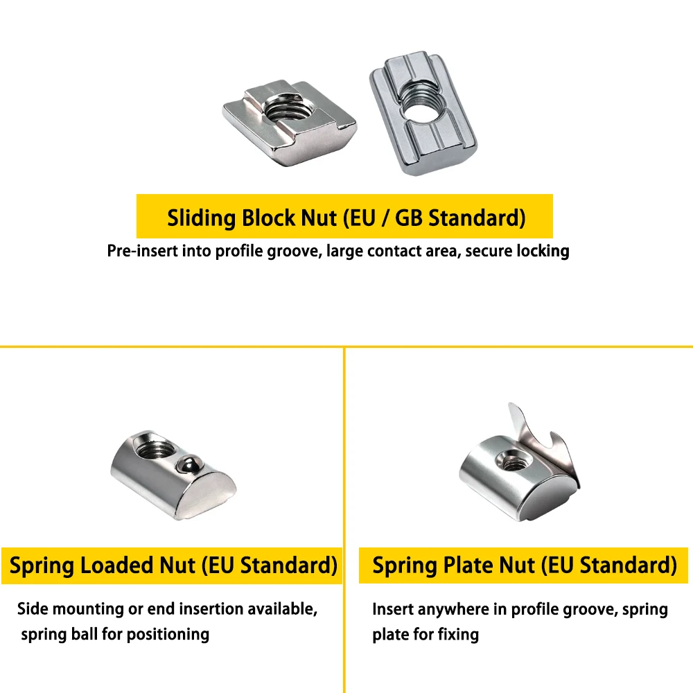 M3 M4 M5 M6 M8 M10 T Shape Block Sliding Nuts Hammer Nut For 20 30 40 45 Series Aluminum Profile Extrusion Slot Track Fastener