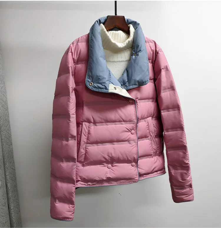 Abrigo corto ultraligero de plumón de pato para mujer, chaqueta cálida de un solo pecho, ropa de nieve para mujer, invierno, 86%-90%