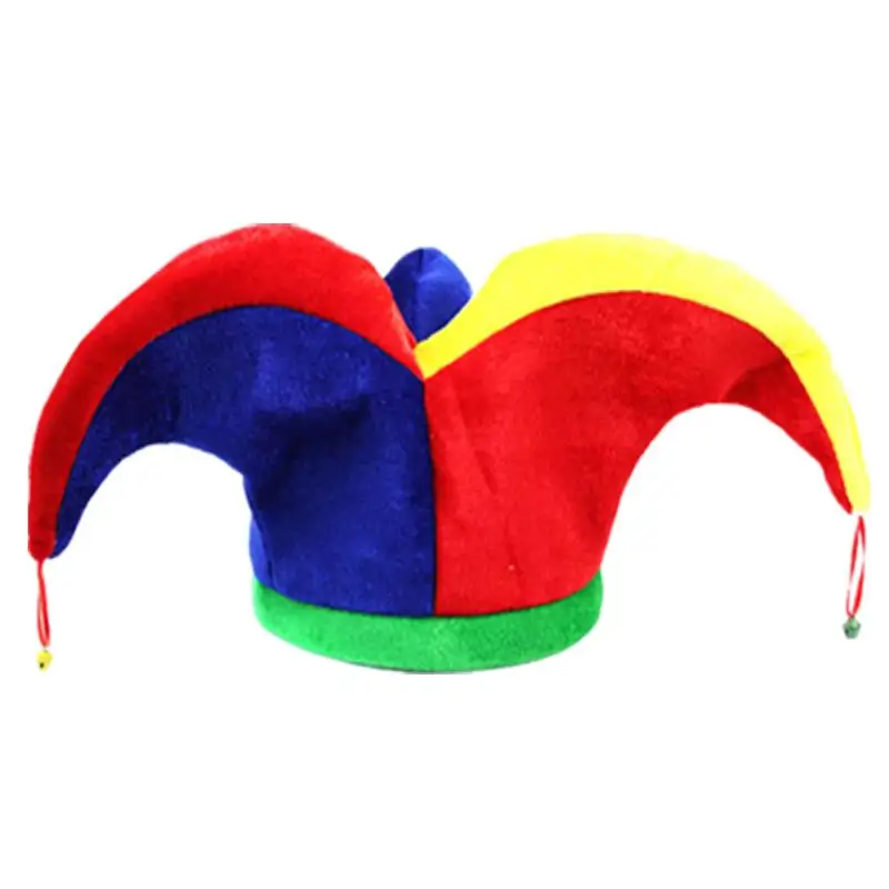 Three-Cornered Bell-shaped Clown Hat for Adults and Children, Cheer Props, Performance for Carnival and Party, Bell and Tail