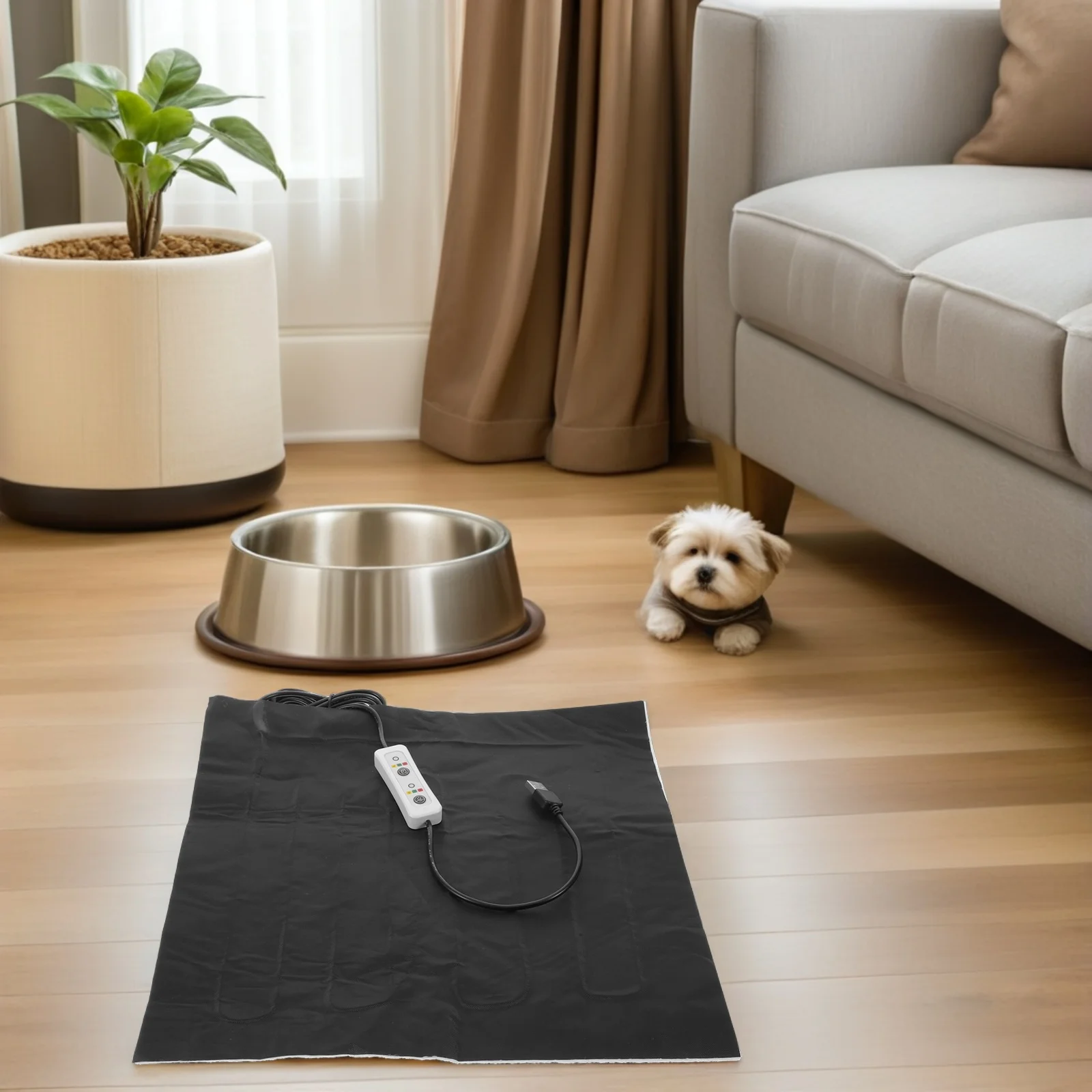 

Pet Heating Pad Usb Powered Adjustable Electric Heated Mat For Cats Dogs Small Animals Waterproof Timer Portable Warm Bed Pet