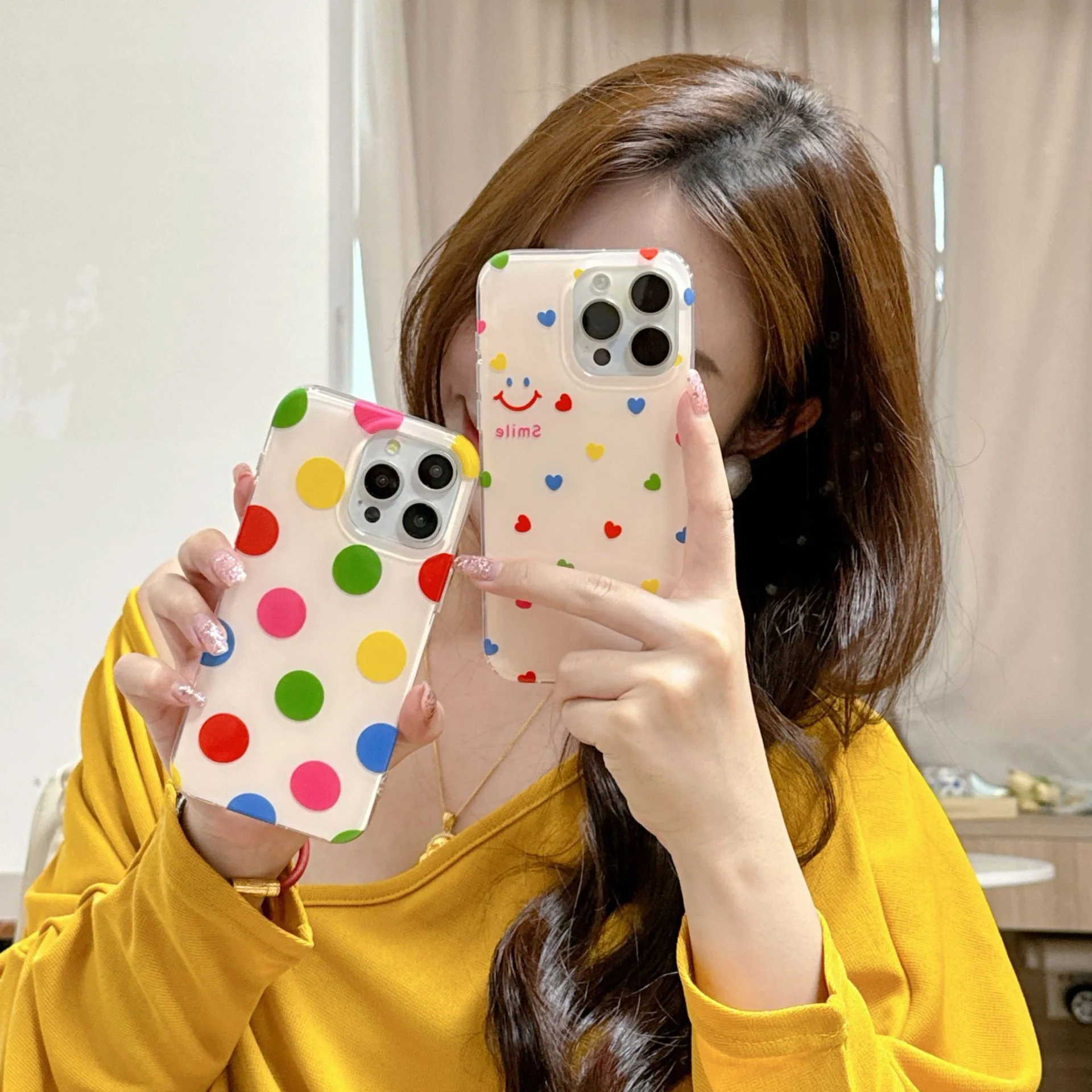 

Colorful polka dot hearts Polka dots Dot Phone Case Cover For iPhone 16 15 14 13 pro max coque Fundas