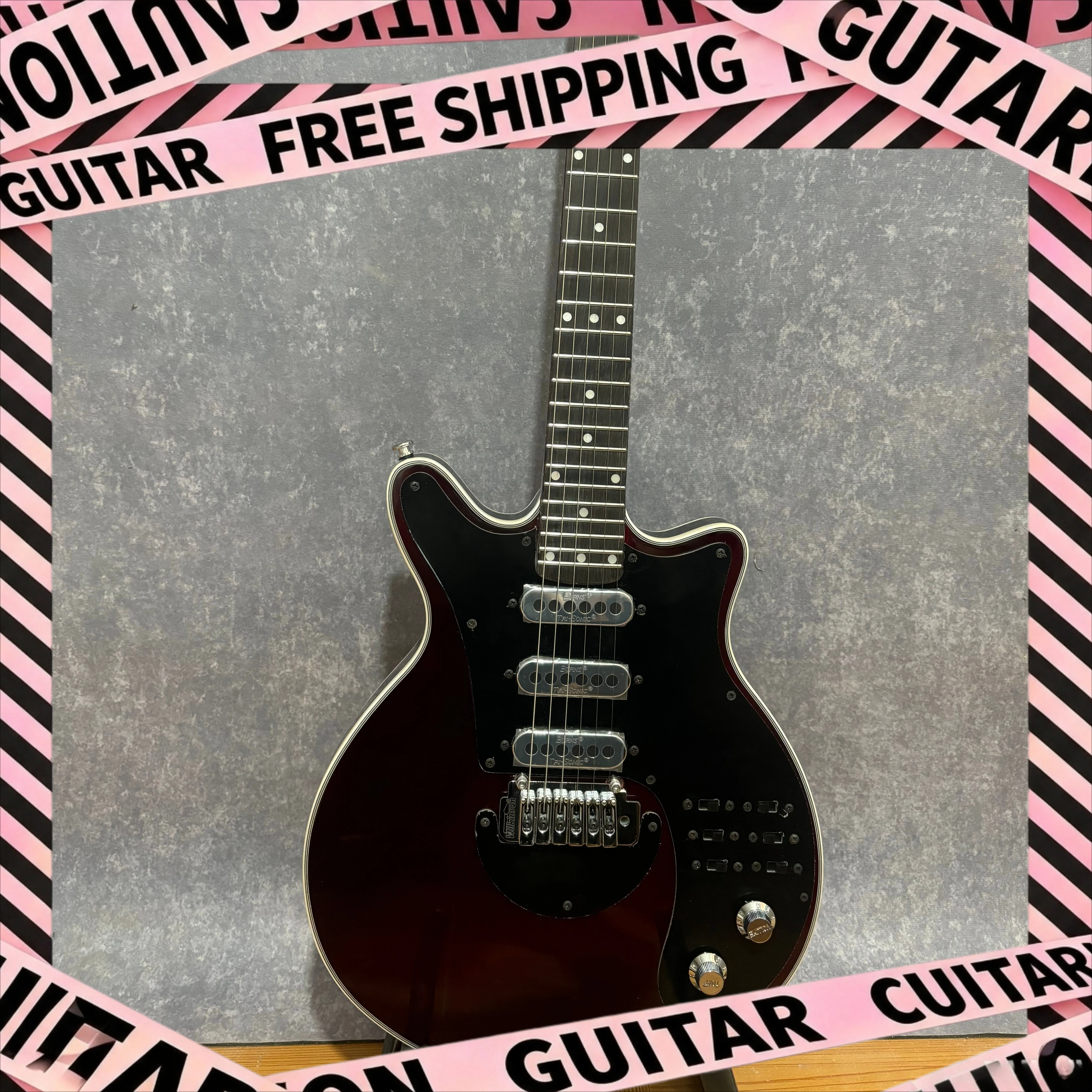BM Special Double Missing Corner Solid Electric Guitar Wine Red Triple Single Pickup Adjustable Vibrato System Rock Metal New