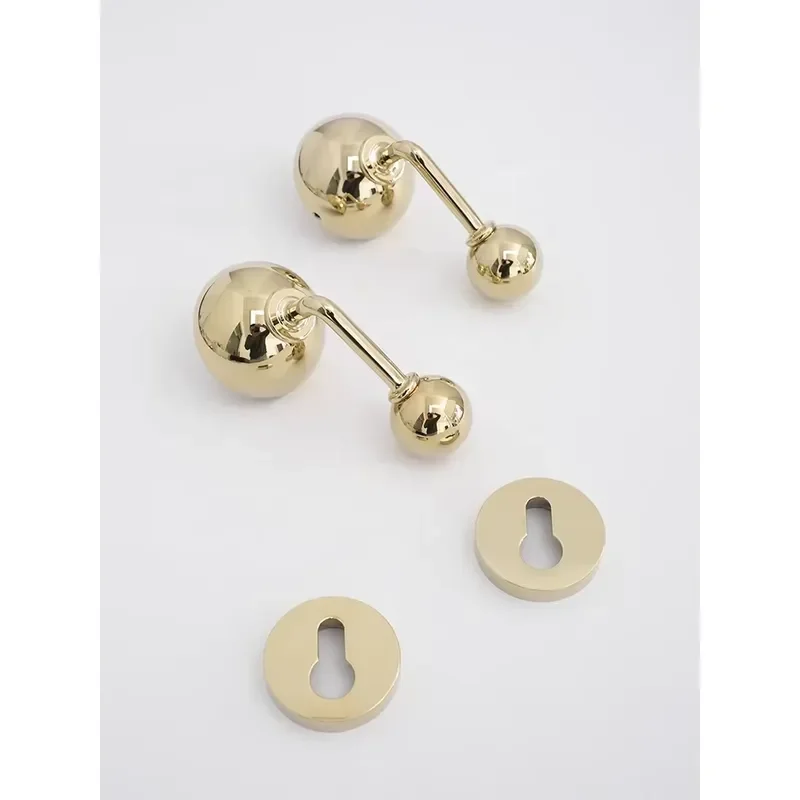 Hot Sale Polished Gold Silver Chrome Ball Style Solid Brass Door Handle Set for Wooden Doors