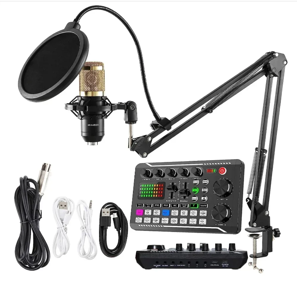 

Condenser Microphone Podcast Equipment Bundle with Tripod Stand and Professional Audio Mixer for Studio Recording Vocals,