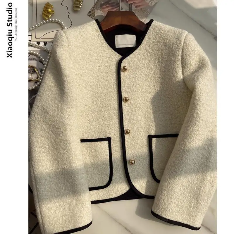 

Women 2024 Spring Autumn New Elegant Solid Color Jackets Female Short Pockets Coats Ladies Long Sleeve Loose Outerwear Q143
