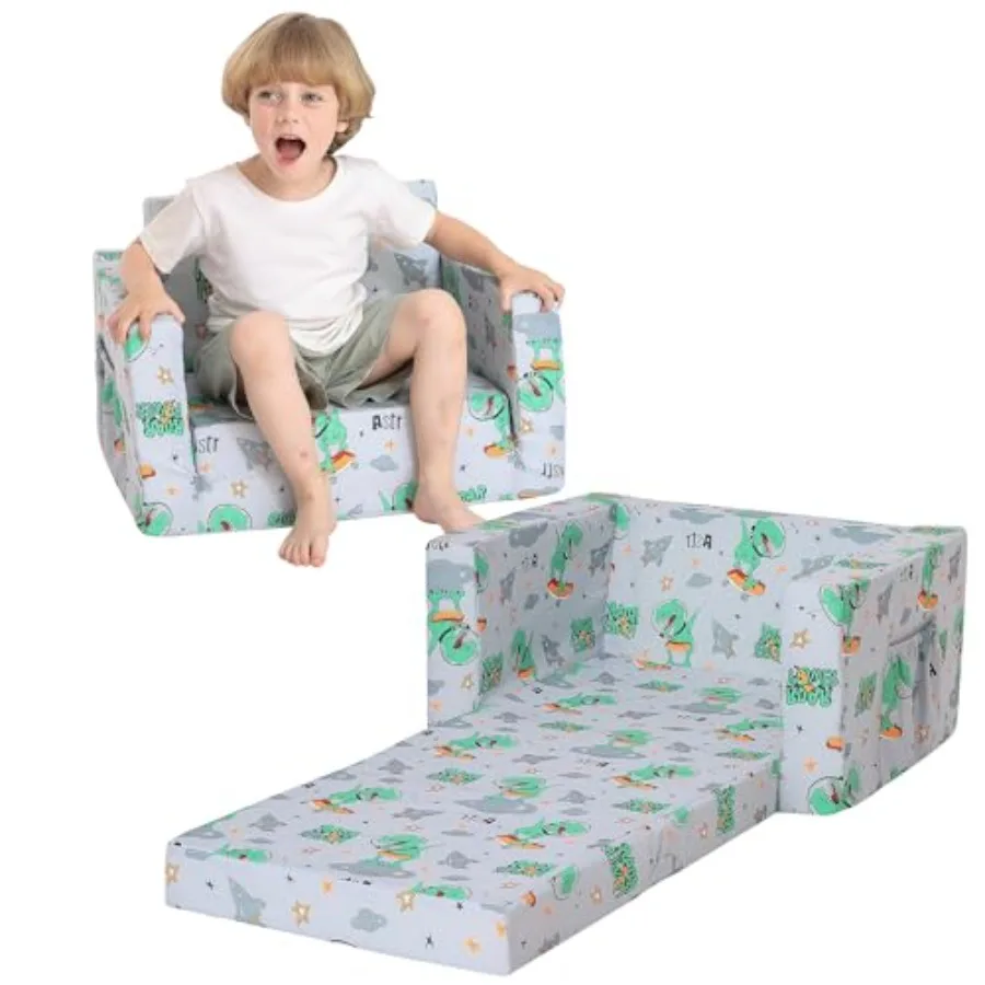 

Sofa for Toddler 2-in-1 Toddler Couch Fold Out Convertible Sofa to Lounger Bed for Girls and Boys with Removable Cover and Doub