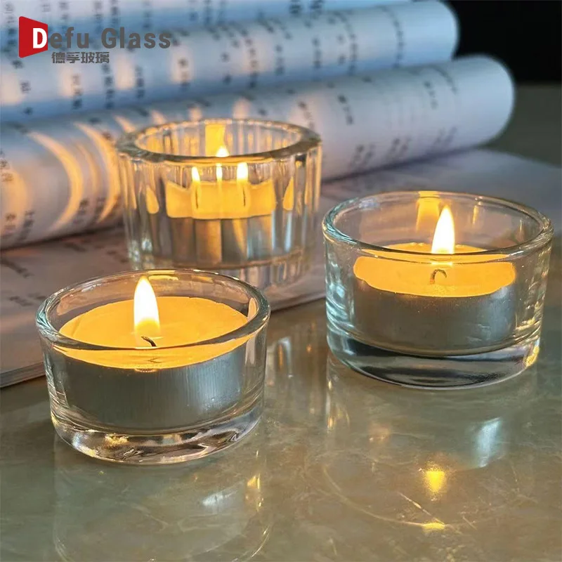 

Candle Cup Transparent Glass Empty Glass Candle Holder Home Romantic Candle Desktop Decoration