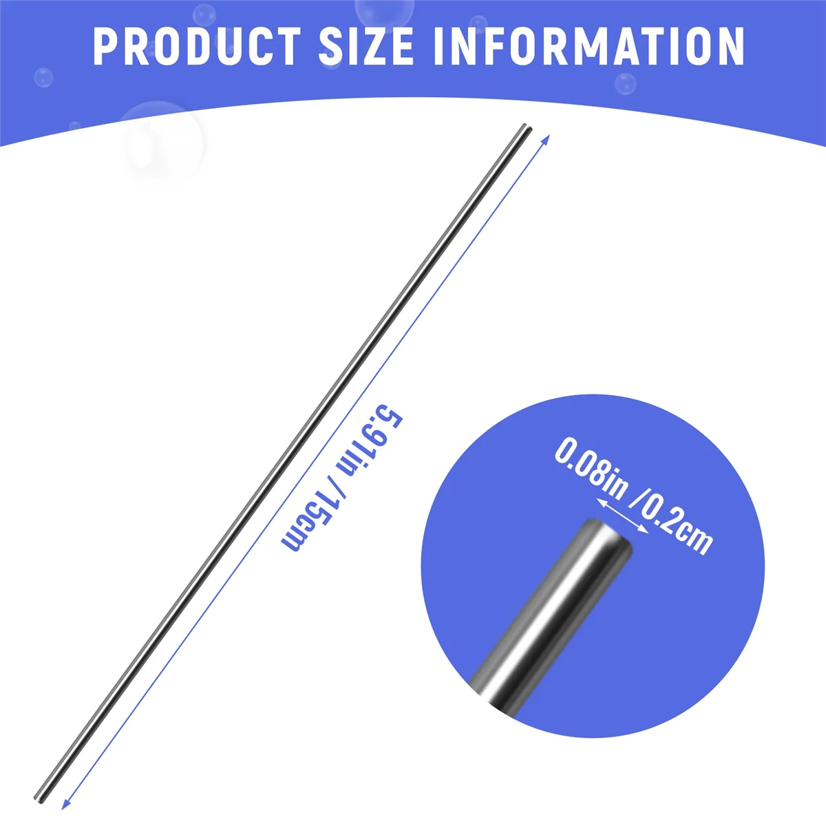 20Pcs Stainless Steel Round Shaft Rod Axles 150mmx2mm for RC Toy Car